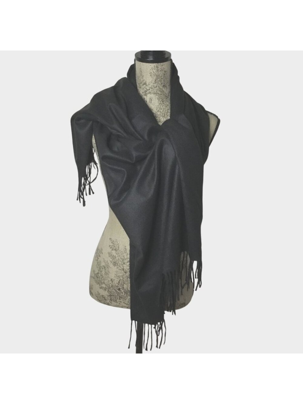 Pashmina Shawl Wrap Very Black 58 x 41 Soft Large Scarf by Italy Design NWT